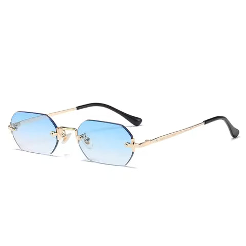 Lunettes de Soleil Vintage Polygone Sans Monture pour Hommes et Femmes - Design Luxe Voyage