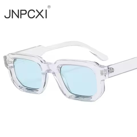 Lunettes de Soleil Carrées Rétro pour Femmes et Hommes - Verres Clairs UV400