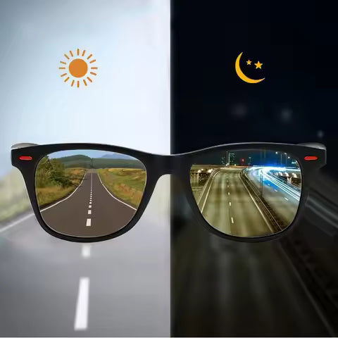 Lunettes de Soleil Polarisées Vision Nocturne pour Homme - Style Pilote Sportif
