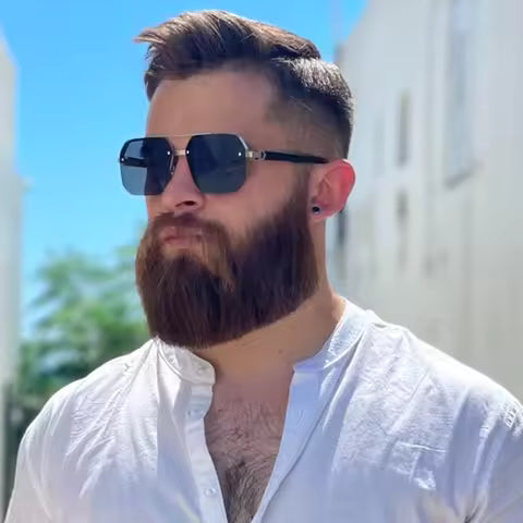 Lunettes de soleil carrées homme en métal - Style rétro décontracté