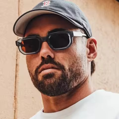 Lunettes de soleil rectangulaires en plastique pour homme et femme - Style décontracté et tendance
