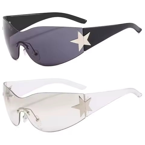 Lunettes de Soleil Punk Rondes Sans Monture Y2K pour Homme et Femme