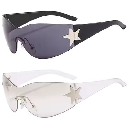 Lunettes de Soleil Punk Rondes Sans Monture Y2K pour Homme et Femme