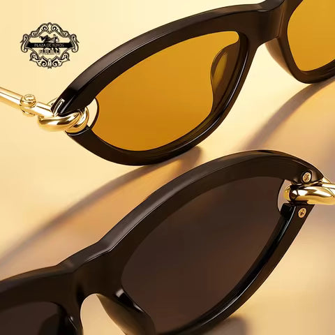 Lunettes de soleil ovales écaille de tortue pour femme - Style chat œil, créateur de mode, UV400