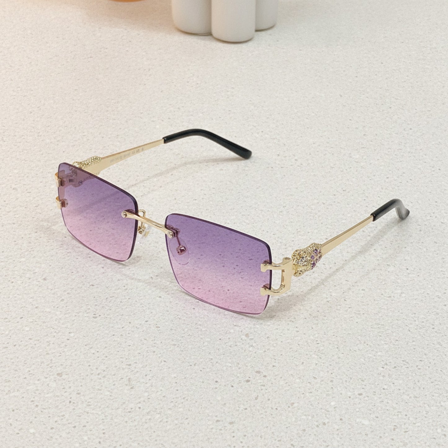 Lunettes de Soleil Rectangulaires Vintage Sans Monture pour Homme et Femme