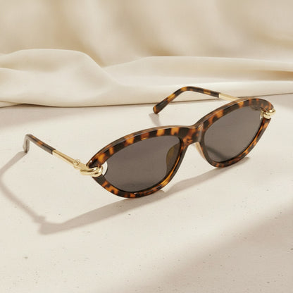 Lunettes de soleil ovales écaille de tortue pour femme - Style chat œil, créateur de mode, UV400