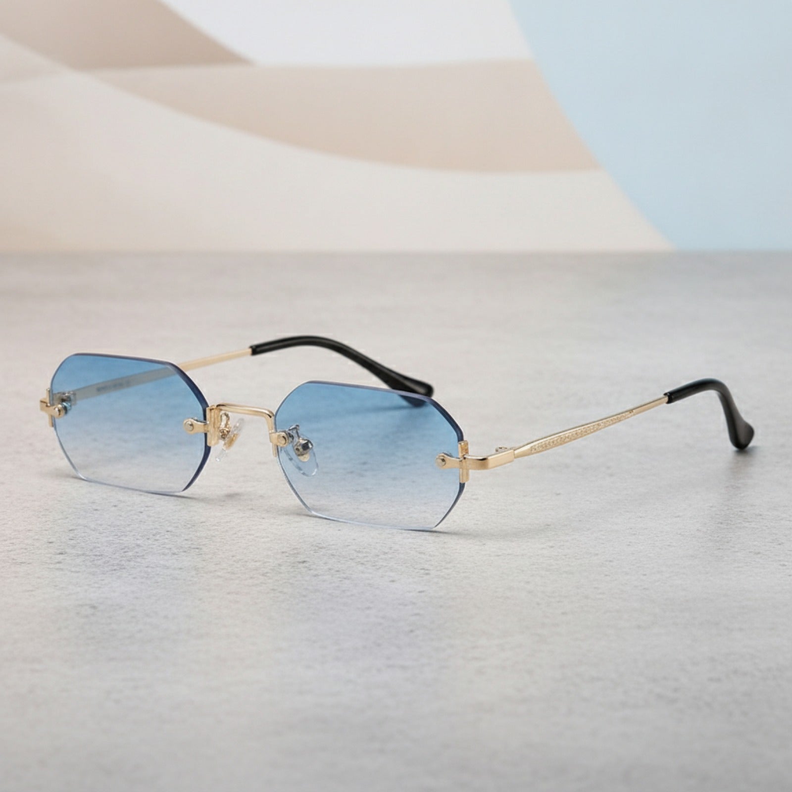 Lunettes de Soleil Vintage Polygone Sans Monture pour Hommes et Femmes - Design Luxe Voyage