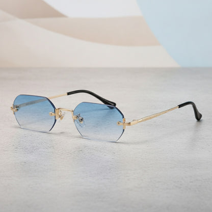 Lunettes de Soleil Vintage Polygone Sans Monture pour Hommes et Femmes - Design Luxe Voyage