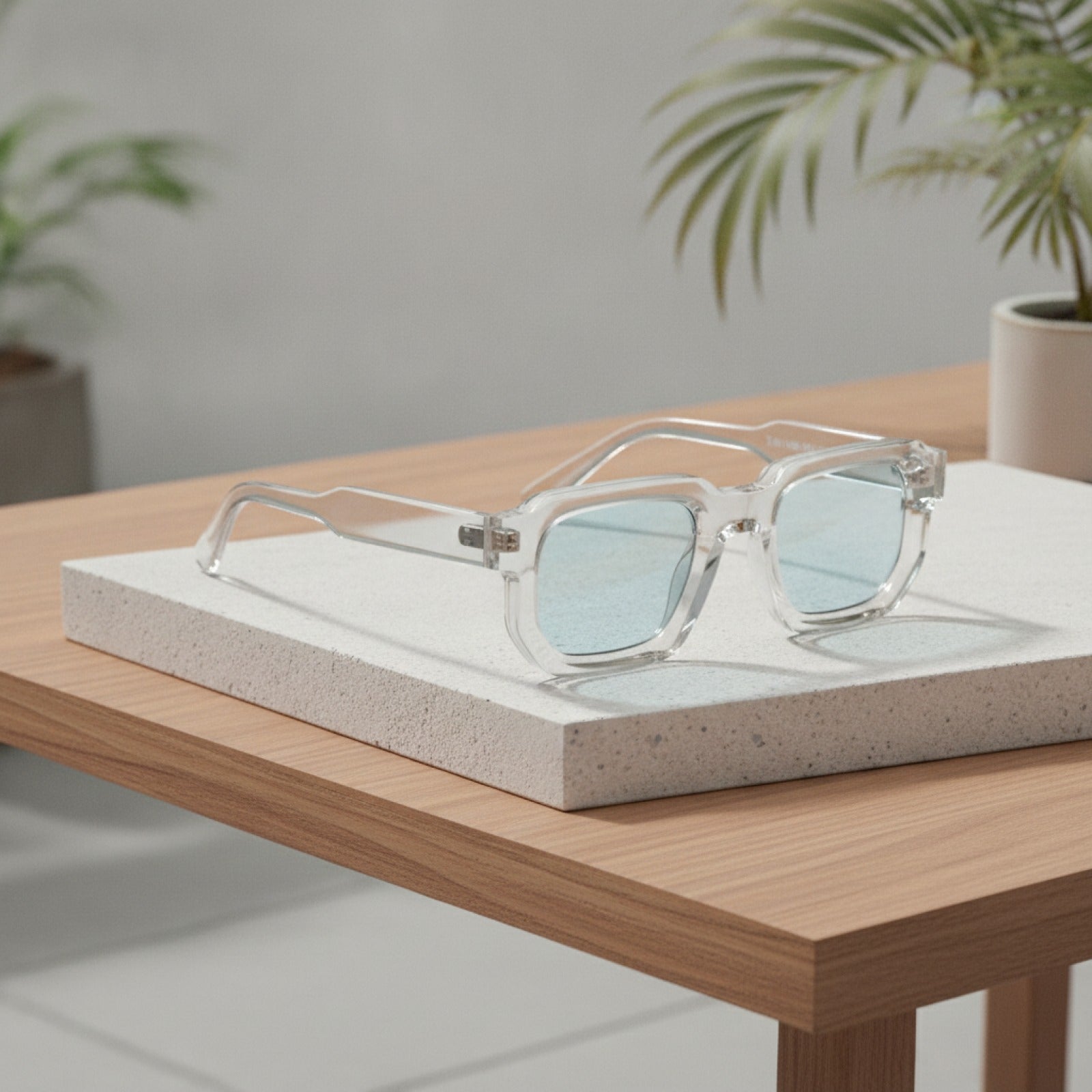 Lunettes de Soleil Carrées Rétro pour Femmes et Hommes - Verres Clairs UV400