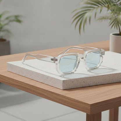 Lunettes de Soleil Carrées Rétro pour Femmes et Hommes - Verres Clairs UV400