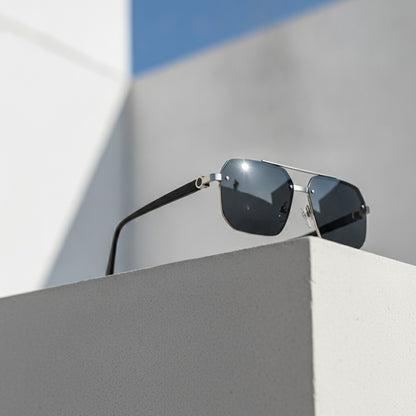 Lunettes de soleil carrées homme en métal - Style rétro décontracté
