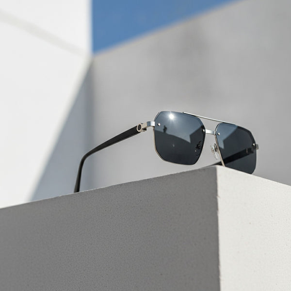 Lunettes de soleil carrées homme en métal - Style rétro décontracté