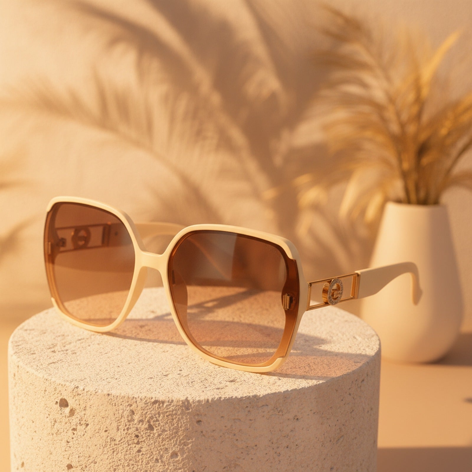 Lunettes de soleil carrées oversize femme - Style vintage luxe
