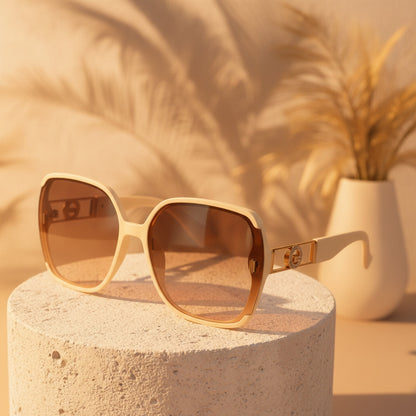 Lunettes de soleil carrées oversize femme - Style vintage luxe
