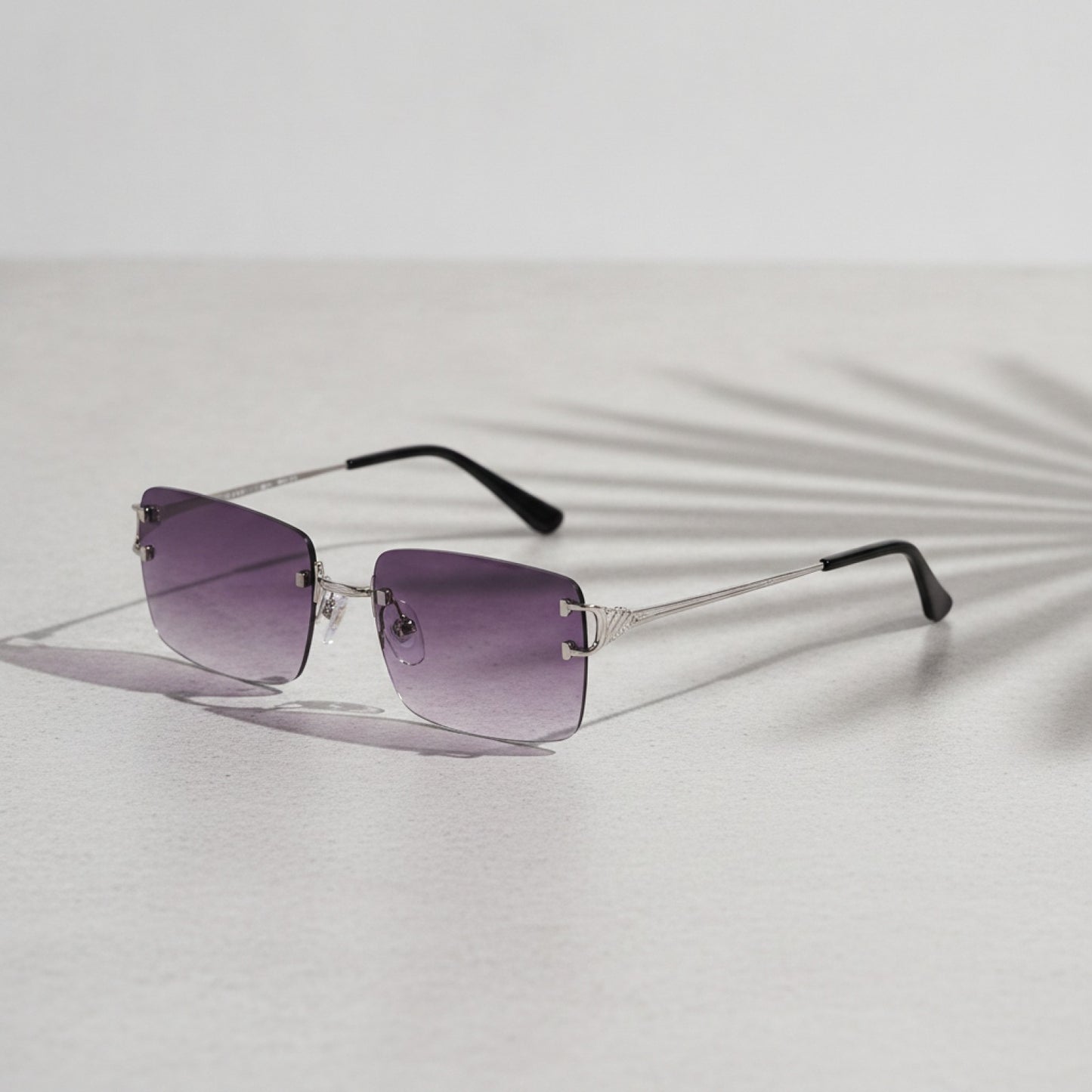 Lunettes de Soleil Carrées Sans Monture UV400 - Style Moderne Homme & Femme