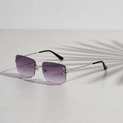 Lunettes de Soleil Carrées Sans Monture UV400 - Style Moderne Homme & Femme