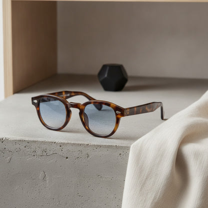 Lunettes de soleil rondes vintage UV400 pour hommes et femmes - Style rétro avec rivets et verres carrés