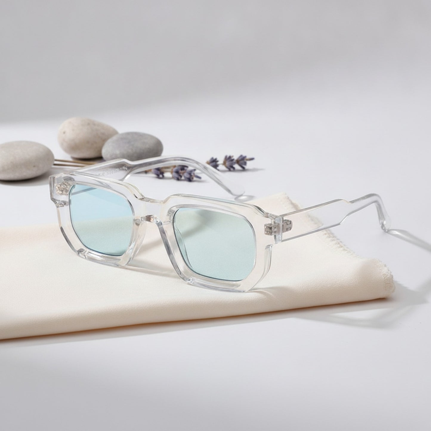 Lunettes de Soleil Carrées Rétro pour Femmes et Hommes - Verres Clairs UV400