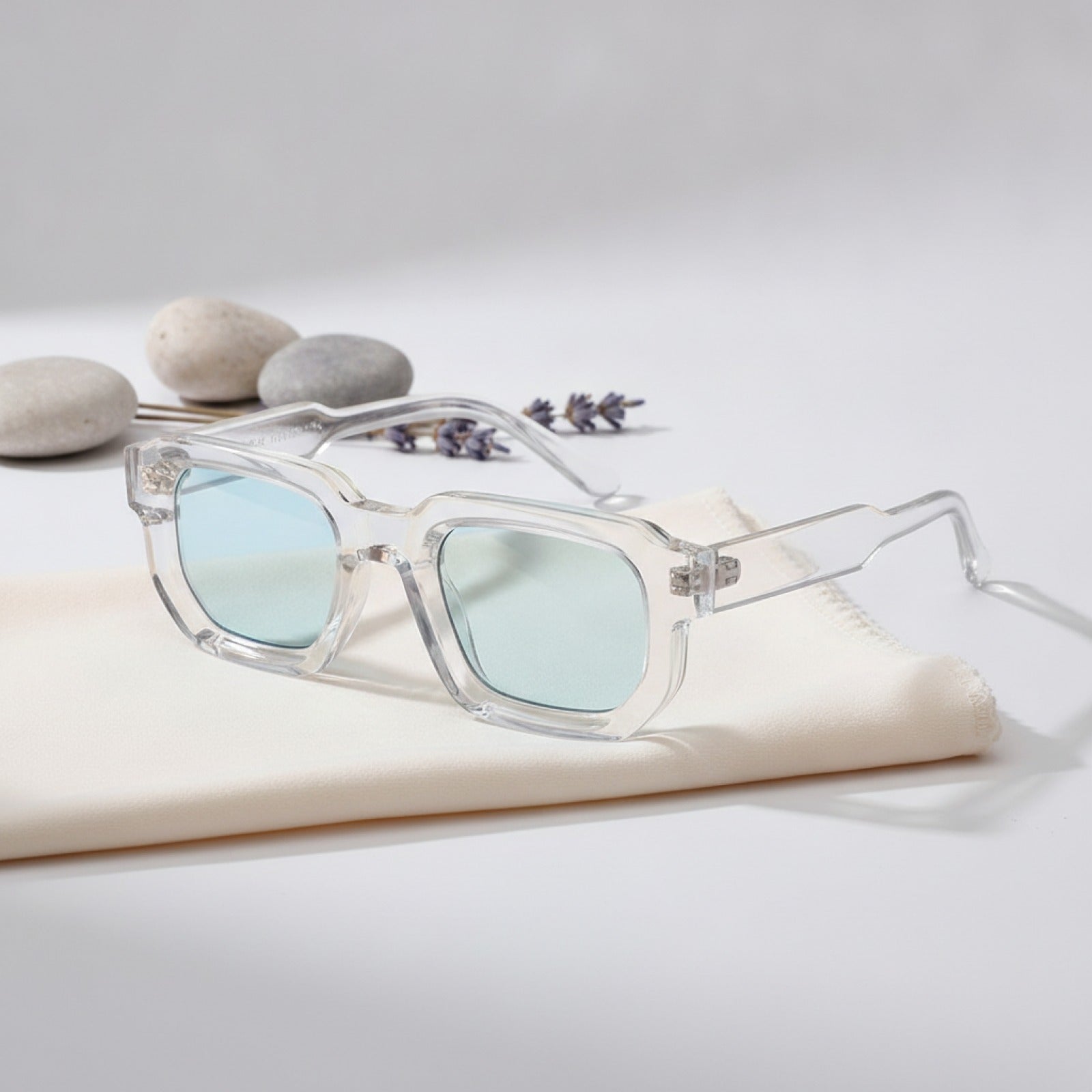 Lunettes de Soleil Carrées Rétro pour Femmes et Hommes - Verres Clairs UV400