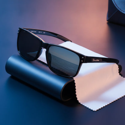 Lunettes de soleil homme carrées polarisées TR90 - Protection UV