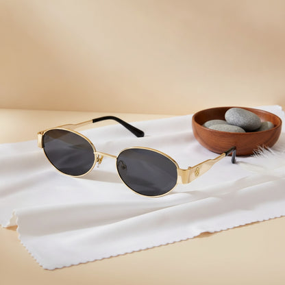 Lunettes de Soleil Ovales Vintage pour Femme et Homme - Monture Métallique Luxe