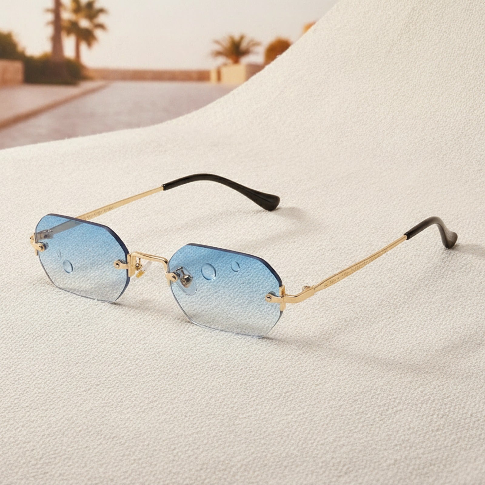 Lunettes de Soleil Vintage Polygone Sans Monture pour Hommes et Femmes - Design Luxe Voyage