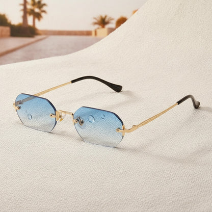 Lunettes de Soleil Vintage Polygone Sans Monture pour Hommes et Femmes - Design Luxe Voyage
