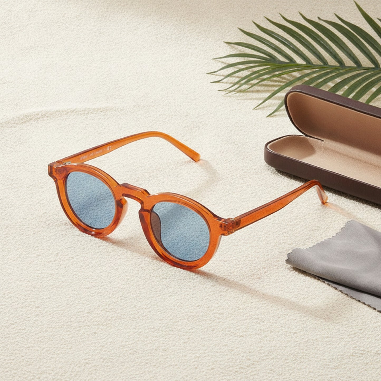 Lunettes de soleil ovales rétro homme style américain imprimé léopard UV400