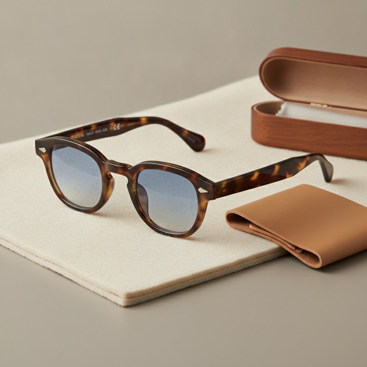 Lunettes de soleil rondes vintage UV400 pour hommes et femmes - Style rétro avec rivets et verres carrés