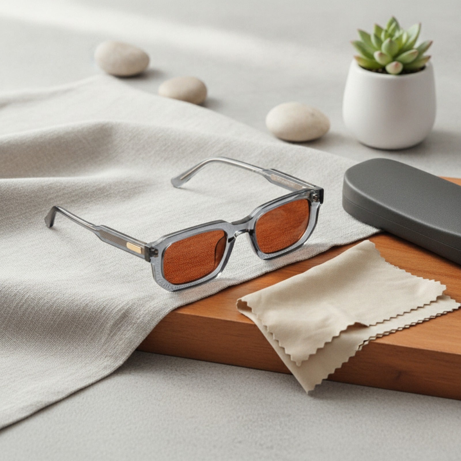 Lunettes de soleil rectangulaires en plastique pour homme et femme - Style décontracté et tendance