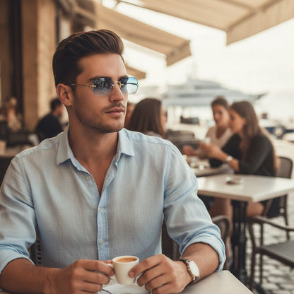 Lunettes de Soleil Vintage Polygone Sans Monture pour Hommes et Femmes - Design Luxe Voyage