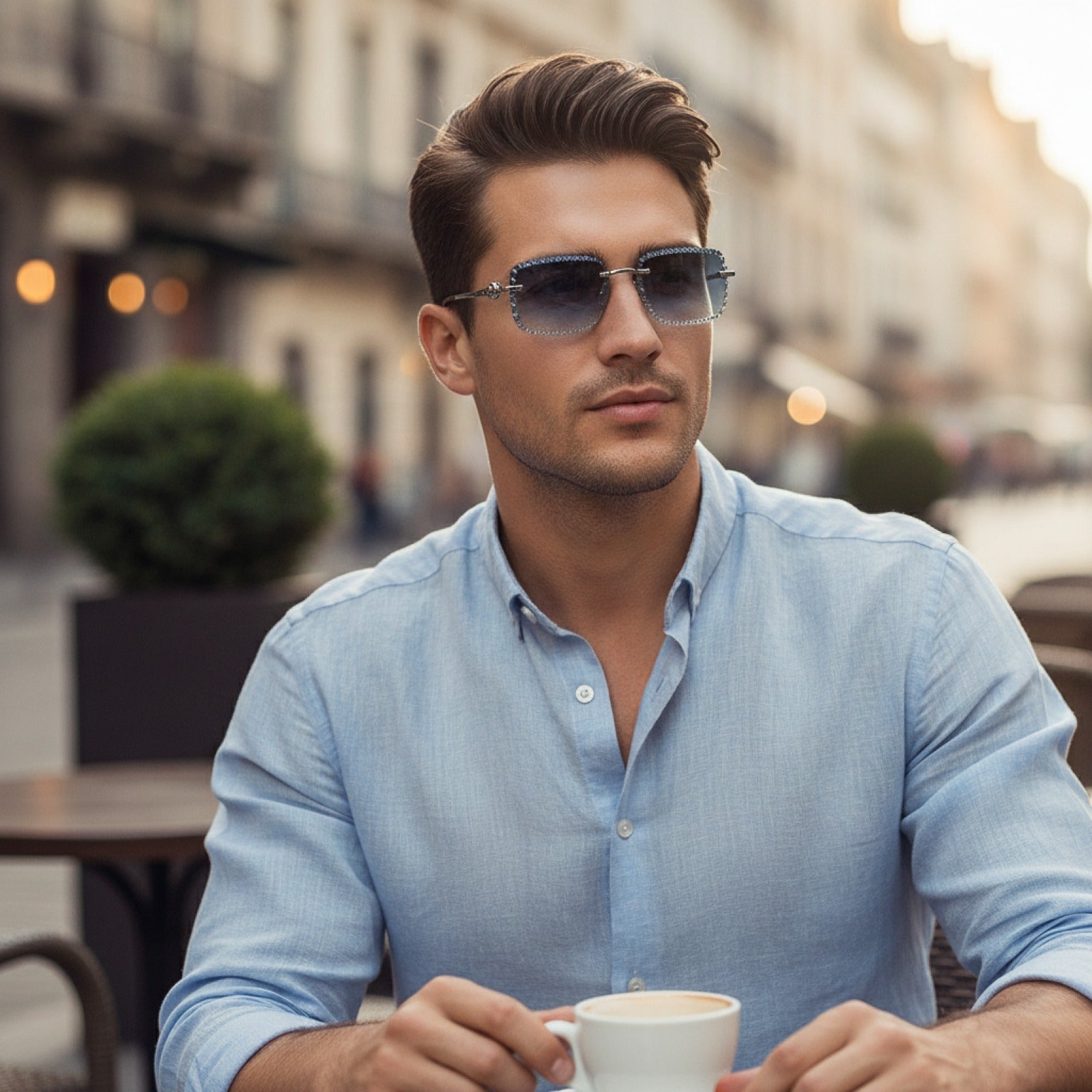Lunettes de Soleil Luxe Femme & Homme : Monture Léopard Diamantée Sans Cadre