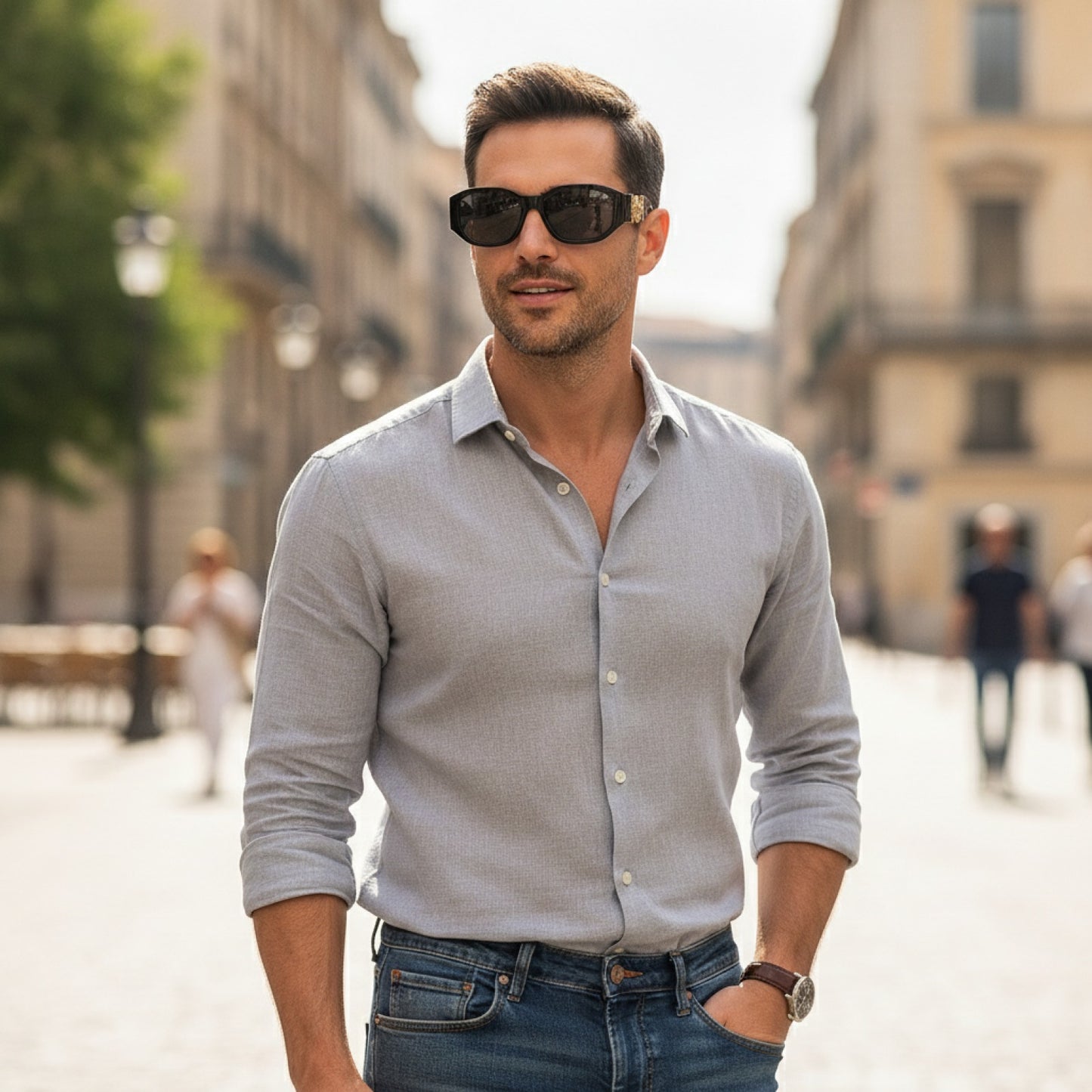 Lunettes de Soleil Carrées Vintage Luxe - Monture Rectangle pour Hommes et Femmes