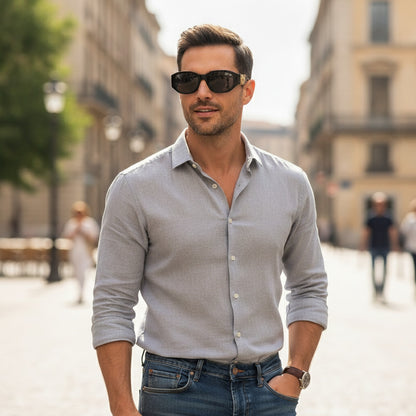 Lunettes de Soleil Carrées Vintage Luxe - Monture Rectangle pour Hommes et Femmes