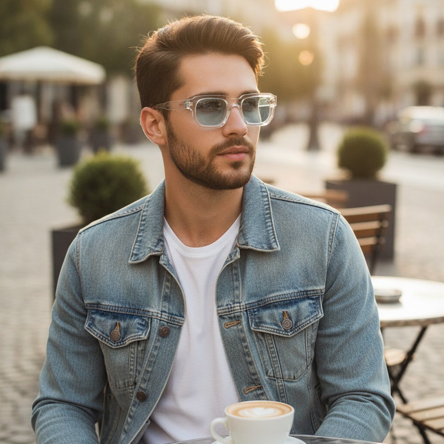 Lunettes de Soleil Carrées Rétro pour Femmes et Hommes - Verres Clairs UV400