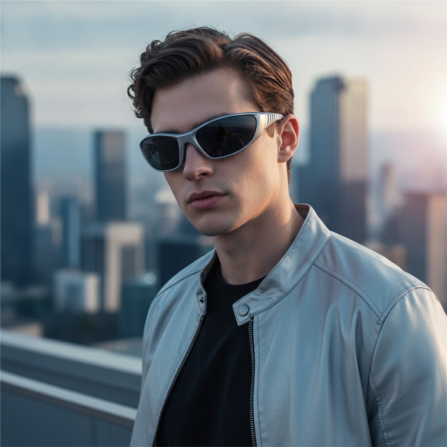 Lunettes de Soleil Y2K Argentées Futuristes pour Femmes et Hommes