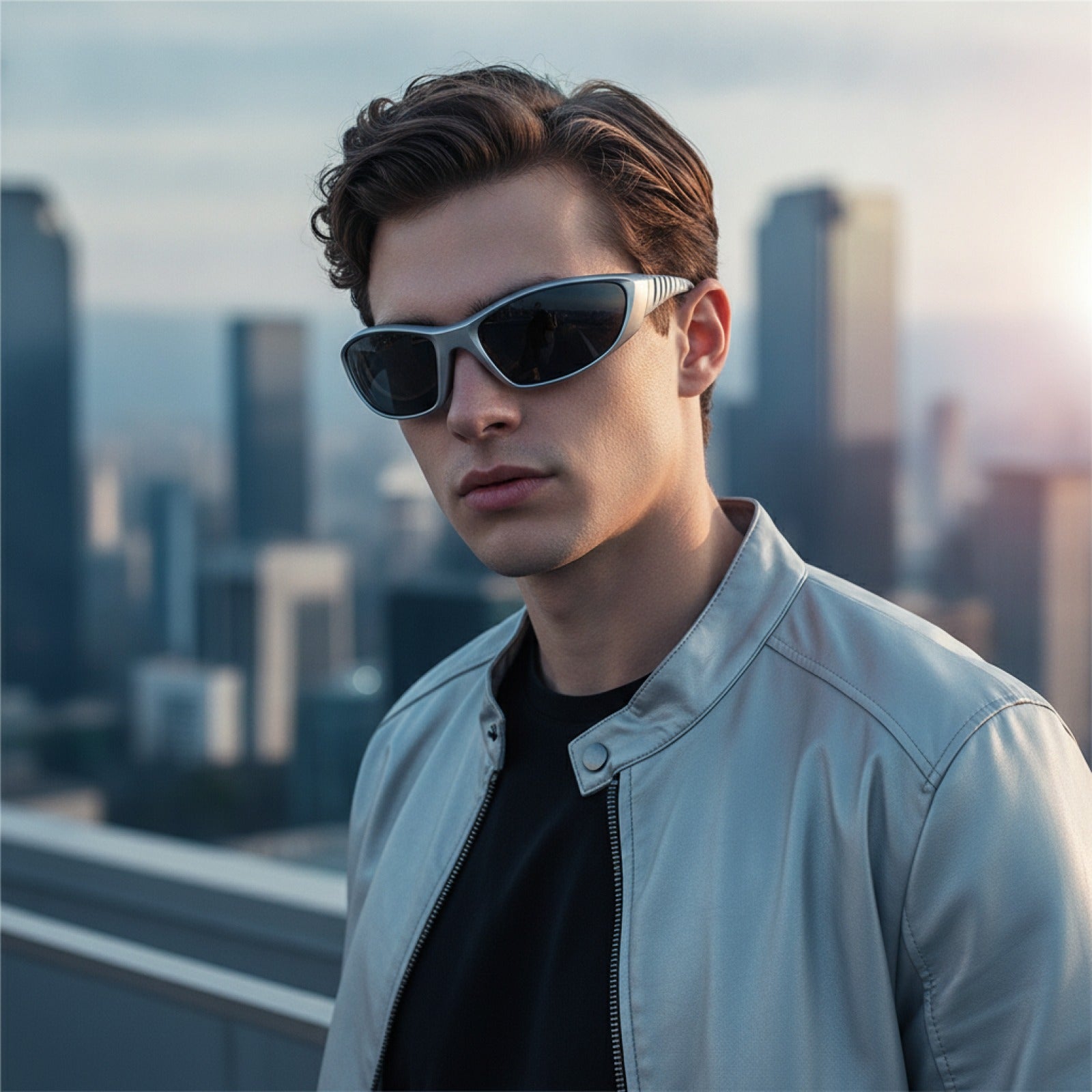 Lunettes de Soleil Y2K Argentées Futuristes pour Femmes et Hommes