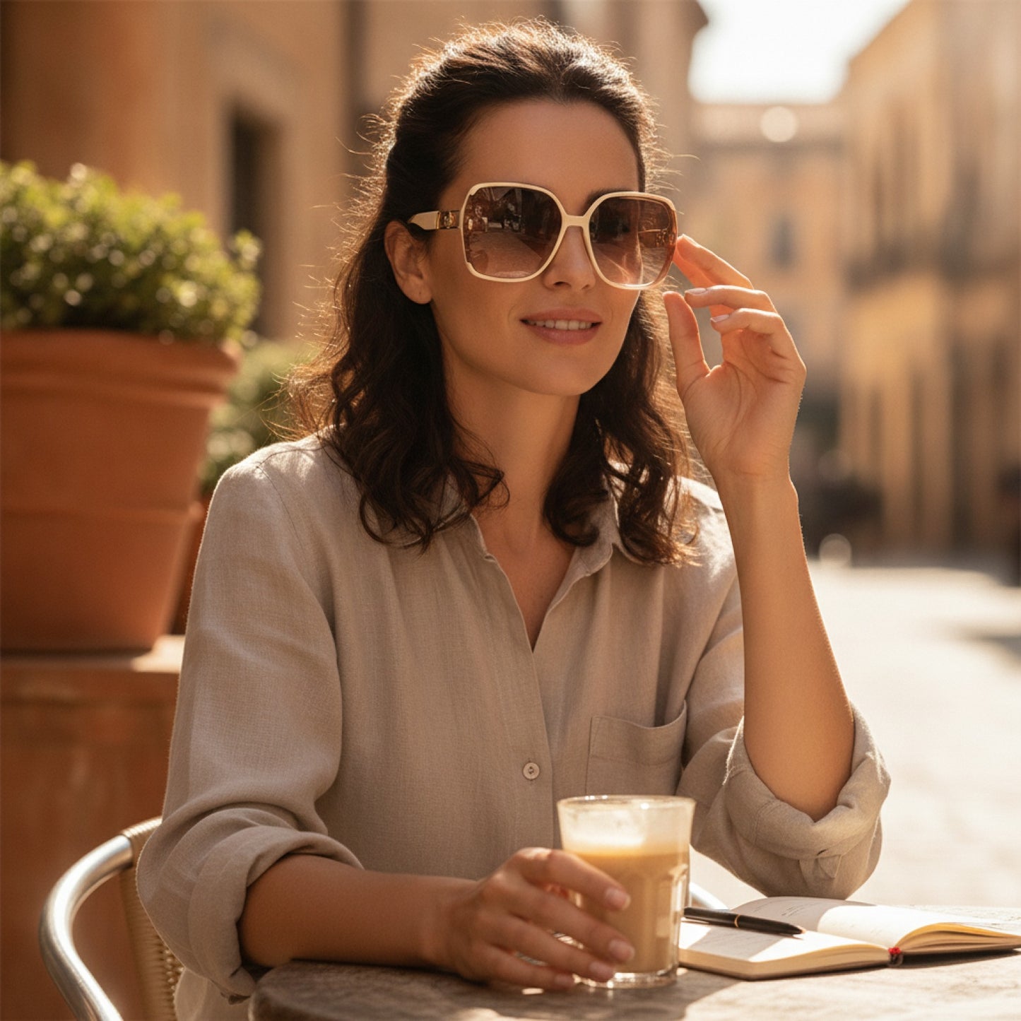 Lunettes de soleil carrées oversize femme - Style vintage luxe
