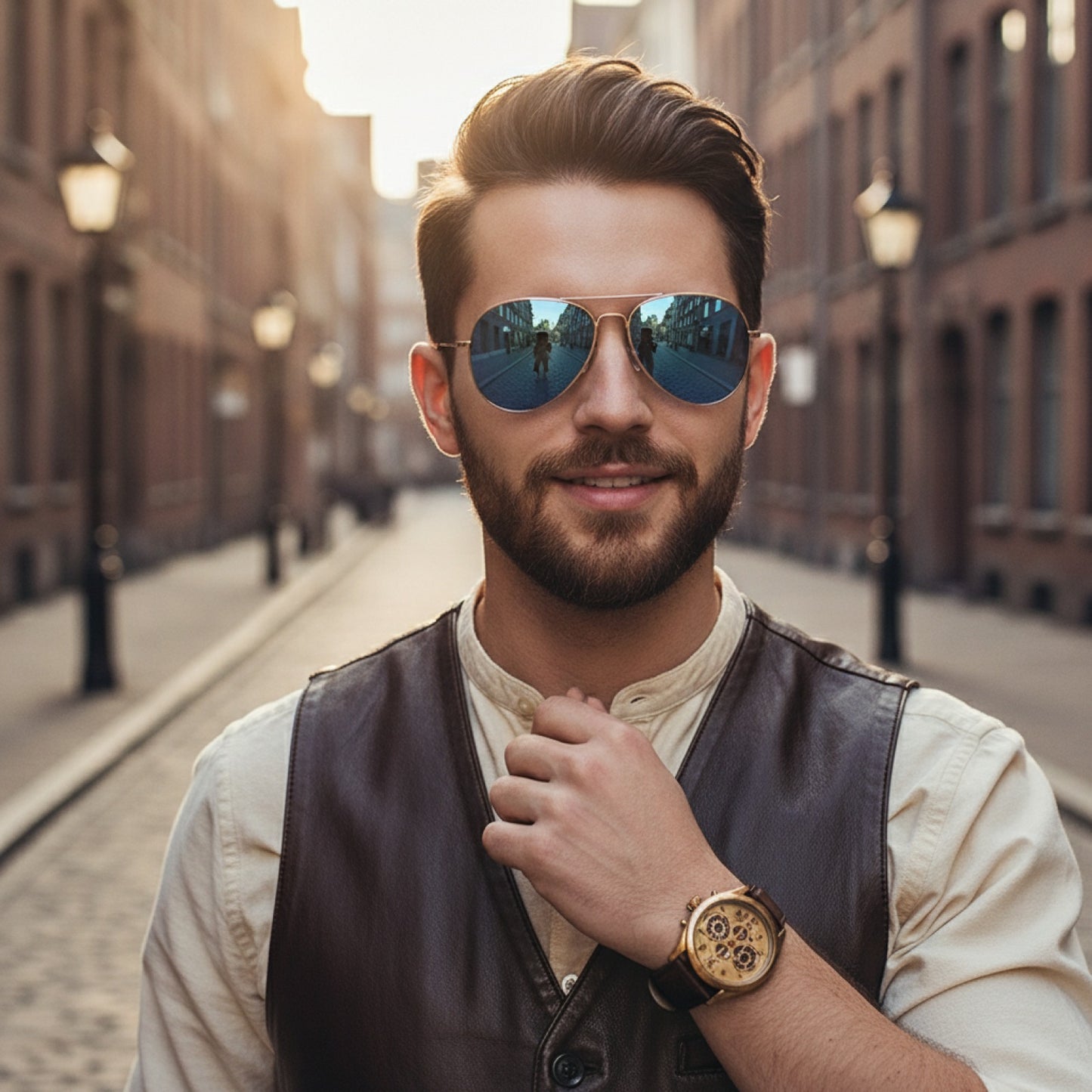 Lunettes de Soleil Polarisées Steampunk pour Homme et Femme