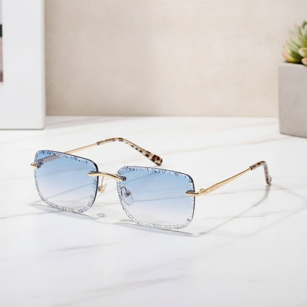Lunettes de soleil vintage sans bords pour femme et homme - Monture léopard élégante