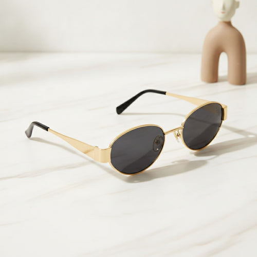 Lunettes de Soleil Ovales Vintage pour Femme et Homme - Monture Métallique Luxe