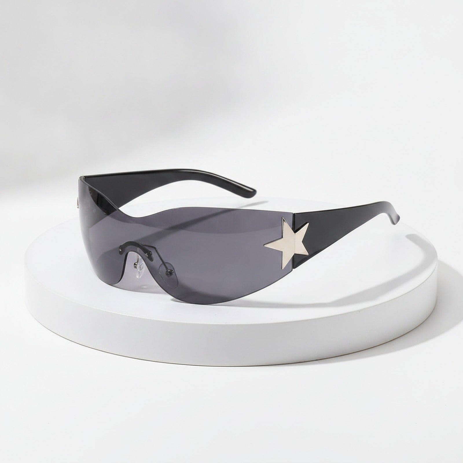 Lunettes de Soleil Punk Rondes Sans Monture Y2K pour Homme et Femme