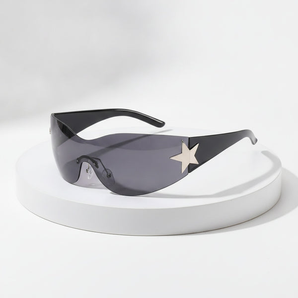 Lunettes de Soleil Punk Rondes Sans Monture Y2K pour Homme et Femme