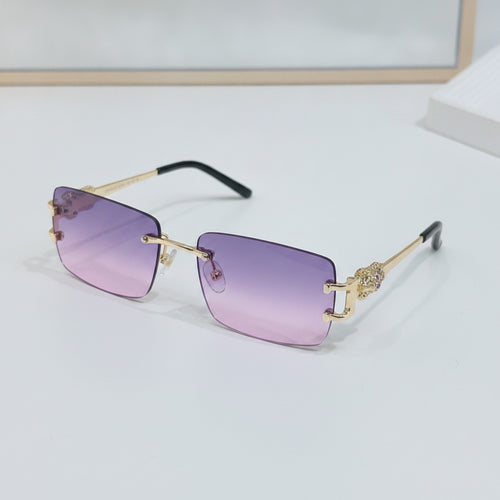 Lunettes de Soleil Rectangulaires Vintage Sans Monture pour Homme et Femme