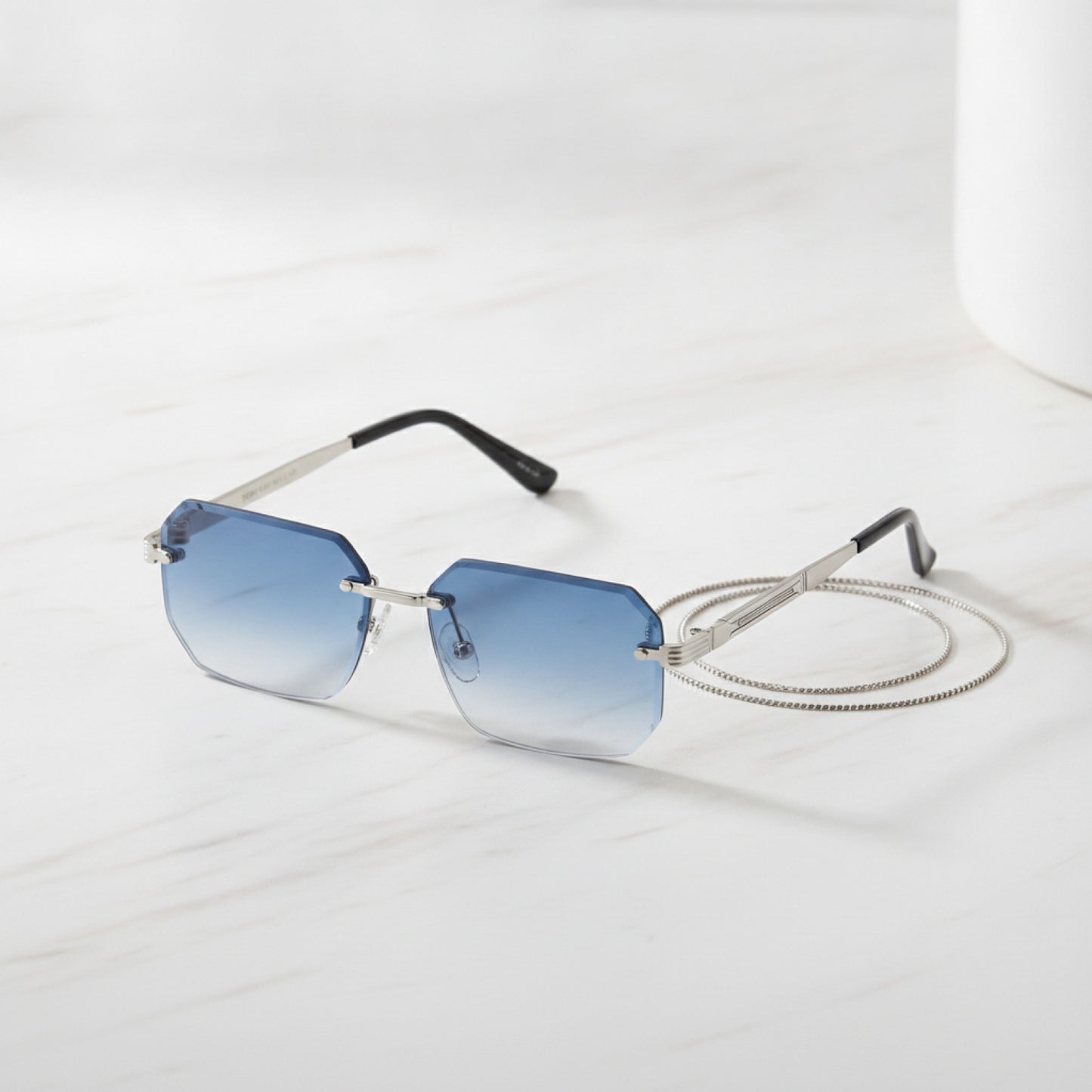Lunettes de Soleil Rectangulaires Sans Monture Homme - Style Vintage Géométrique Rétro