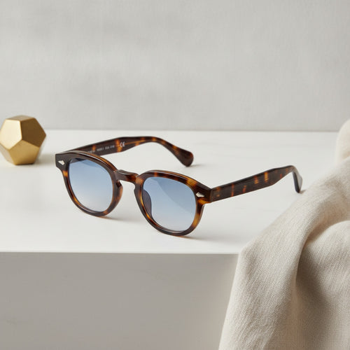 Lunettes de soleil rondes vintage UV400 pour hommes et femmes - Style rétro avec rivets et verres carrés