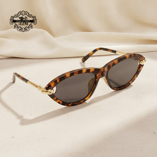 Lunettes de soleil ovales écaille de tortue pour femme - Style chat œil, créateur de mode, UV400